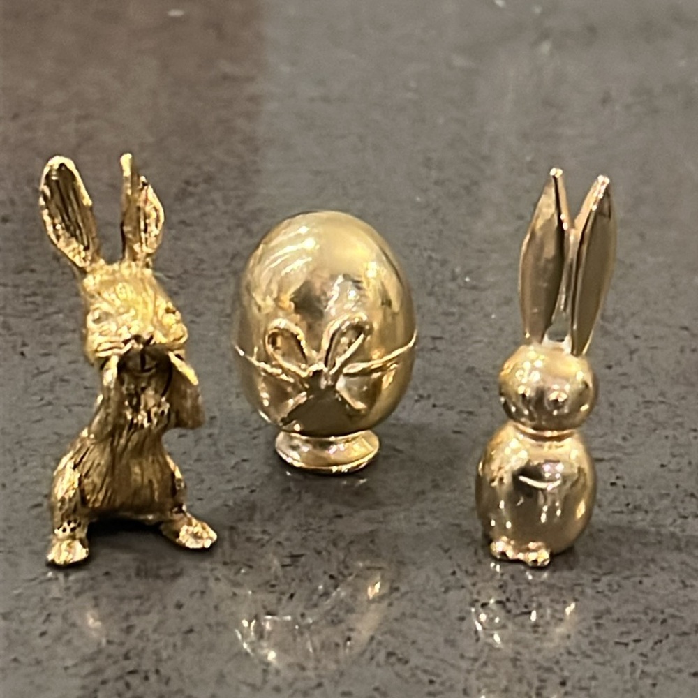 Vintage Brass Bunny & Egg Miniature Figurines - Picture 2 of 15